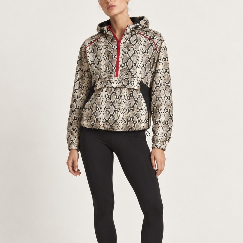 Alala Hooded Zip Jacket Women's Small Snakeskin Print Activewear Layer